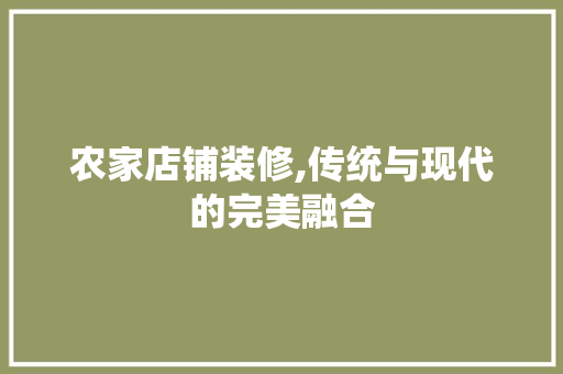 农家店铺装修,传统与现代的完美融合 农家店铺装修,传统与现代的完美融合 家电维修