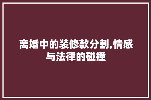 离婚中的装修款分割,情感与法律的碰撞 离婚中的装修款分割,情感与法律的碰撞 厨房维修